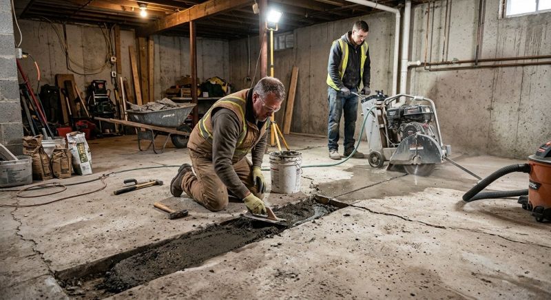 Cracked Basement Floor Repair in Moncks Corner, SC